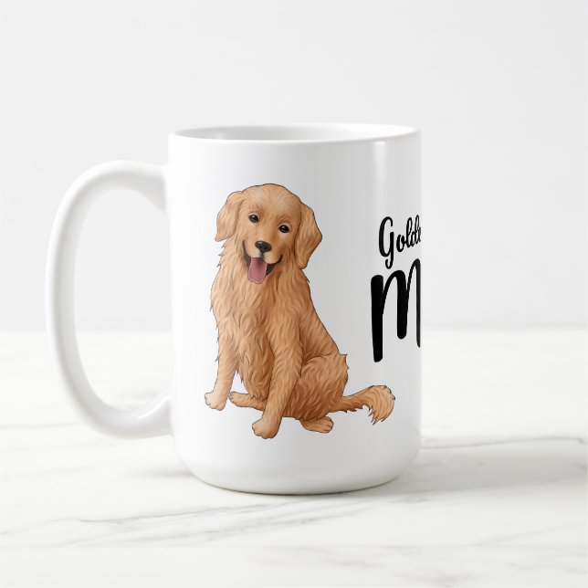 Caneca De Café Ouro Bonito Retriever Mamãe Gift Cartoon Puppy Cão (Esquerda)