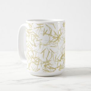 Caneca De Café Ouro Branco Glam Brilho Espelhado