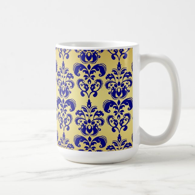 Caneca De Café Ouro, cor damasco 2 dos azuis marinhos (Direita)