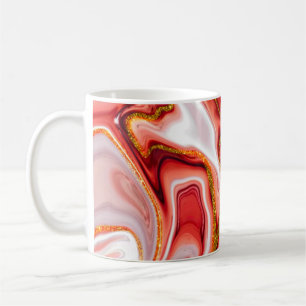 Caneca De Café Ouro Coral Abstrato Arte Fluida em Mármore