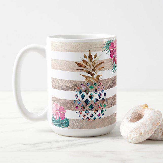 Caneca De Café Ouro de abacaxi borrado (Com Donut)