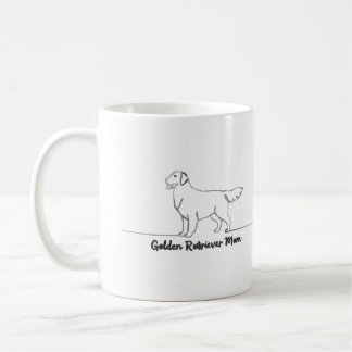 Caneca De Café Ouro de Arte de Linha Cão de Retriever Mãe Gift Mu