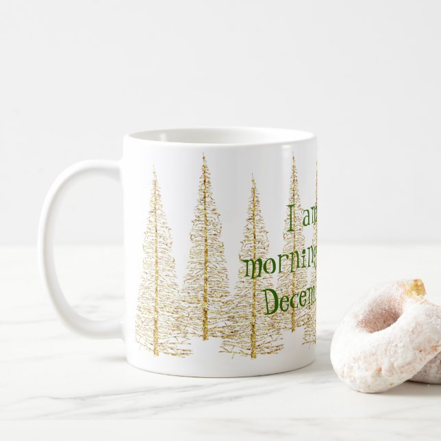 Caneca De Café Ouro de Árvores de Natal da Manhã Pessoa Mug (Com Donut)