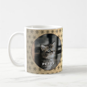 Caneca De Café Ouro de Foto para Gato Elegante - Natal Metálico