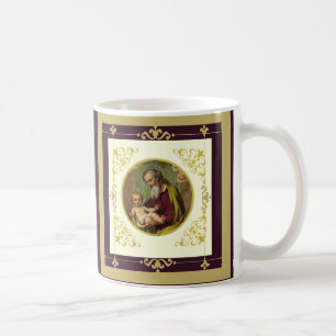 Caneca De Café Ouro decorativo de Jesus de St Joseph & de crianç