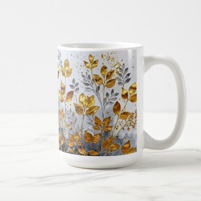 Caneca De Café Ouro decorativo deixa Design (Direita)