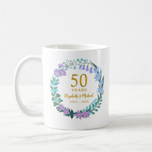 Caneca De Café ouro do 50º aniversário de casamento Bluebells Wre