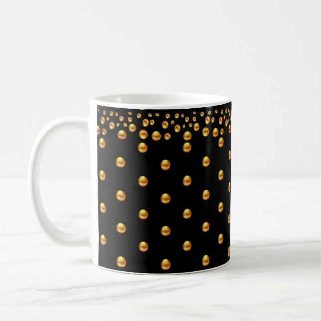 Caneca De Café Ouro Dot Confetti em Preto (Esquerda)