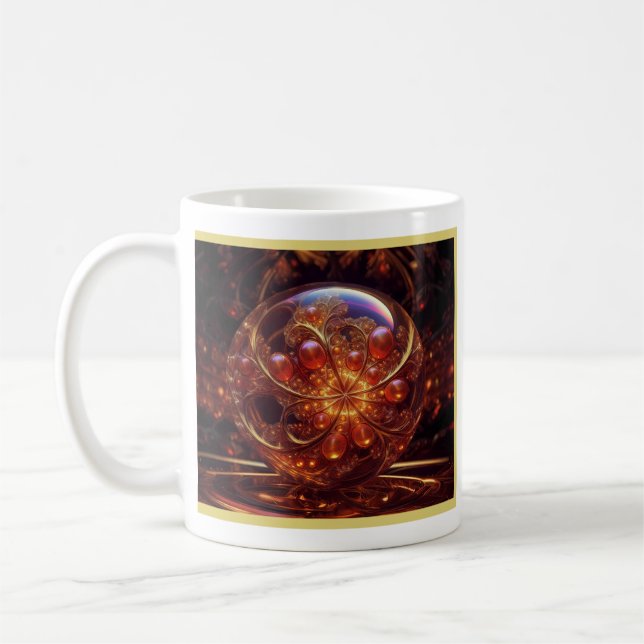 Caneca De Café Ouro E Esferas De Vidro Transparentes Amarelas Fra (Esquerda)