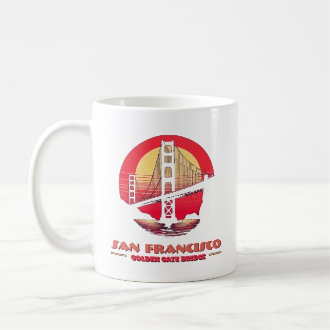 Caneca De Café Ouro Gate Bridge San Francisco Califórnia EUA (Esquerda)