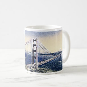 Caneca De Café Ouro Gate Bridge San Francisco Watercolor Art