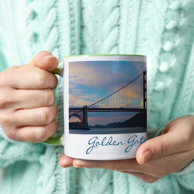 Caneca De Café Ouro Gate Bridge Sunset Panorama (Criador carregado)