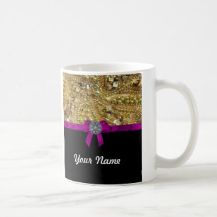 Caneca De Café Ouro Glittery & preto