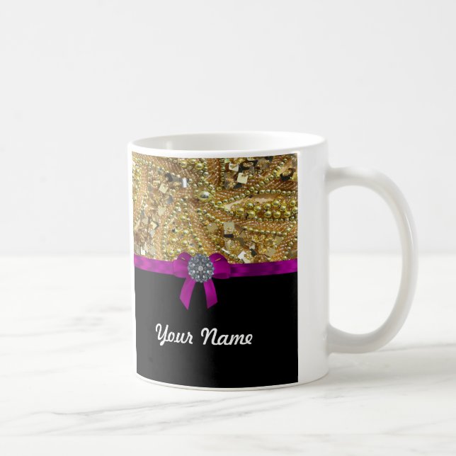 Caneca De Café Ouro Glittery & preto (Direita)