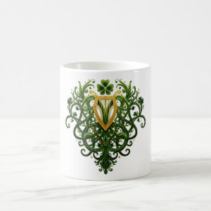 Caneca De Café Ouro Harp Green Shamrocks Rua. Dia de Patrick