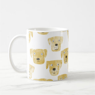 Caneca De Café Ouro Labrador Retriever Dog Watercolor