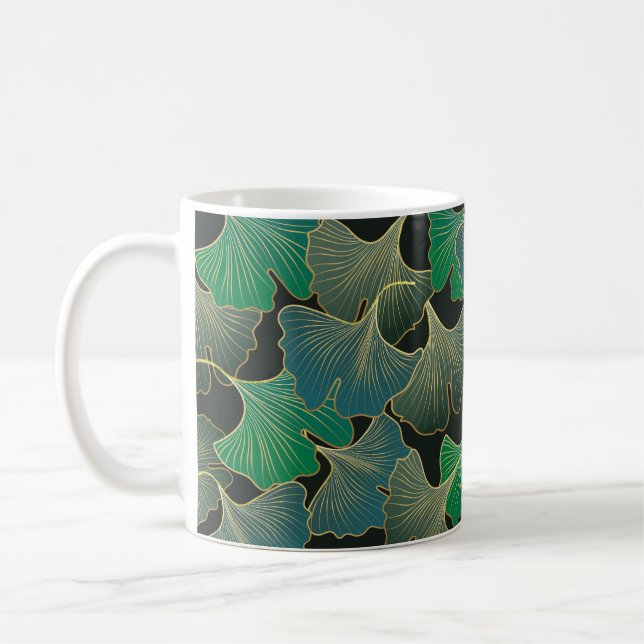 Caneca De Café Ouro luxuoso Ginkgo, arte vintage. (Esquerda)