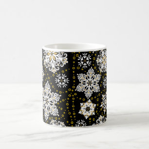 Caneca De Café Ouro Meia-Noite Flocos de Neve Glam