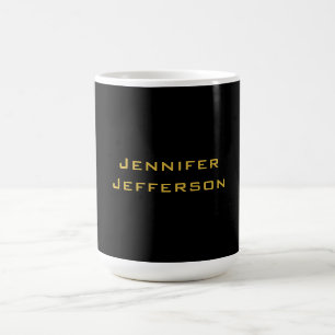 Caneca De Café Ouro Metálico & Preto Moderno Elegante Profissiona