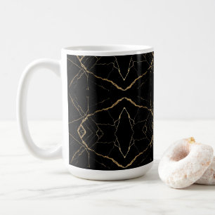 Caneca De Café Ouro Moderno & Mármore Preto Luxo Minimalista