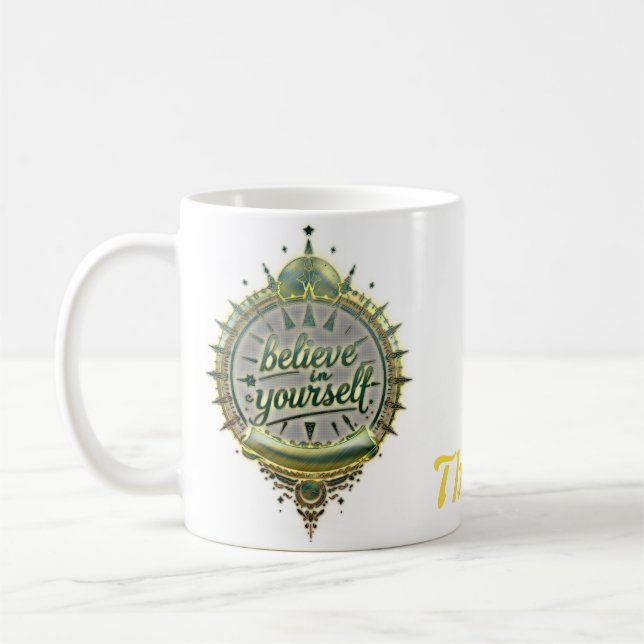 Caneca De Café Ouro Paths Acredite em si mesmo. (Esquerda)