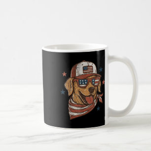 Caneca De Café Ouro Patriótico Retriever Merica USA Flag Happy 4t