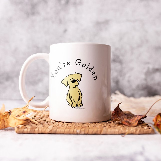 Caneca De Café Ouro Personalizado - Puppy Simples Branco (Criador carregado)