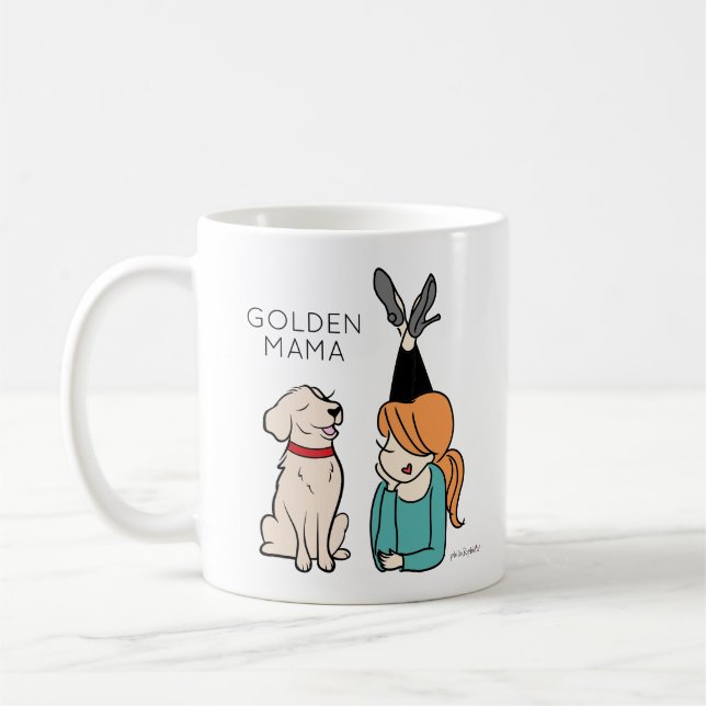 Caneca De Café Ouro Personalizado Reriever Mama Café Mug (Esquerda)