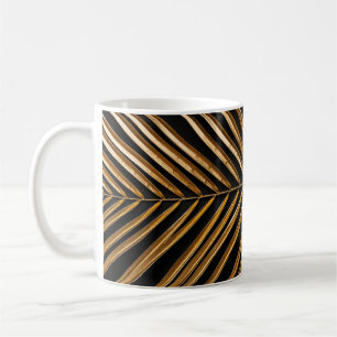 Caneca De Café Ouro pintado folha de palma na abstrato