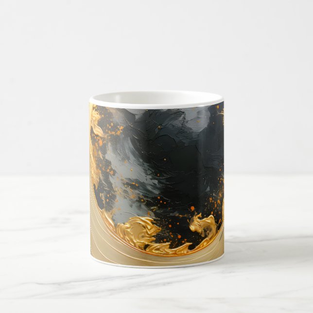 Caneca De Café Ouro Preto Redemoinho Abstrato Moderno Lua (Centro)