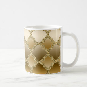 Caneca De Café Ouro Quatrefoil Padrão de Lata marroquina