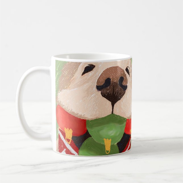 Caneca De Café Ouro Retriever Bolas de Natal Boca Bonita Presente (Esquerda)