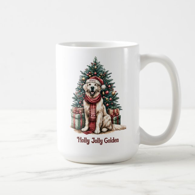 Caneca De Café Ouro Retriever Cachorro de Natal Gato de Presente  (Direita)