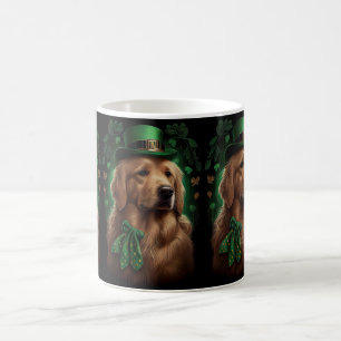 Caneca De Café Ouro Retriever Cachorro na Rua. Dia de Patrick