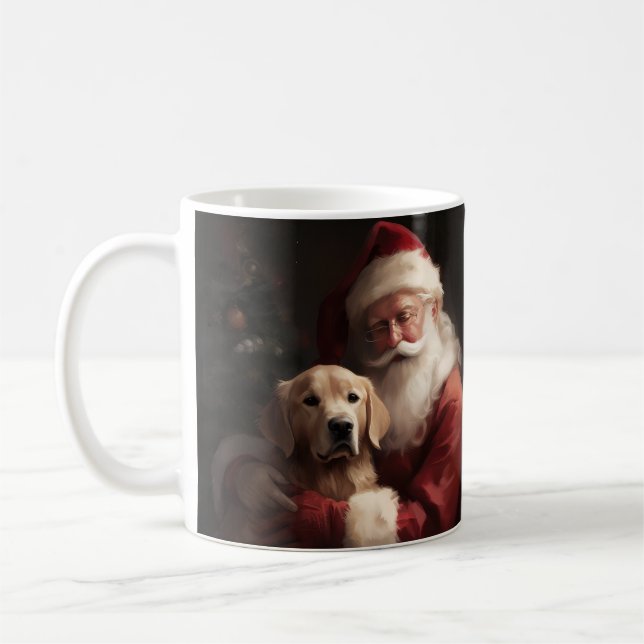 Caneca De Café Ouro Retriever com Natal Clause (Esquerda)
