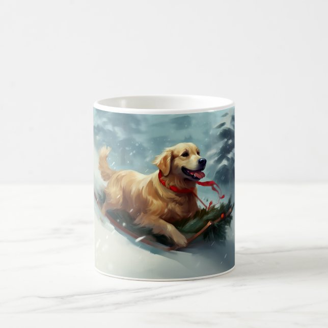 Caneca De Café Ouro Retriever Natal Inverno (Centro)