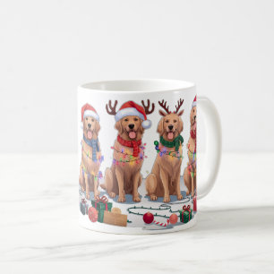 Caneca De Café Ouro Retriever Papai Noel chora no Natal