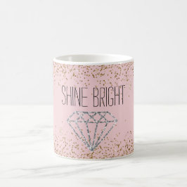 Caneca De Café Ouro Rosa Brilho Prata Diamante Brilha Forte