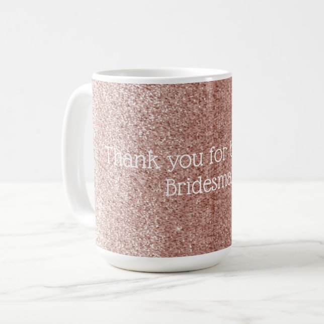 Caneca De Café Ouro Rosa Obrigada Dama de Honra (Frente Esquerda)