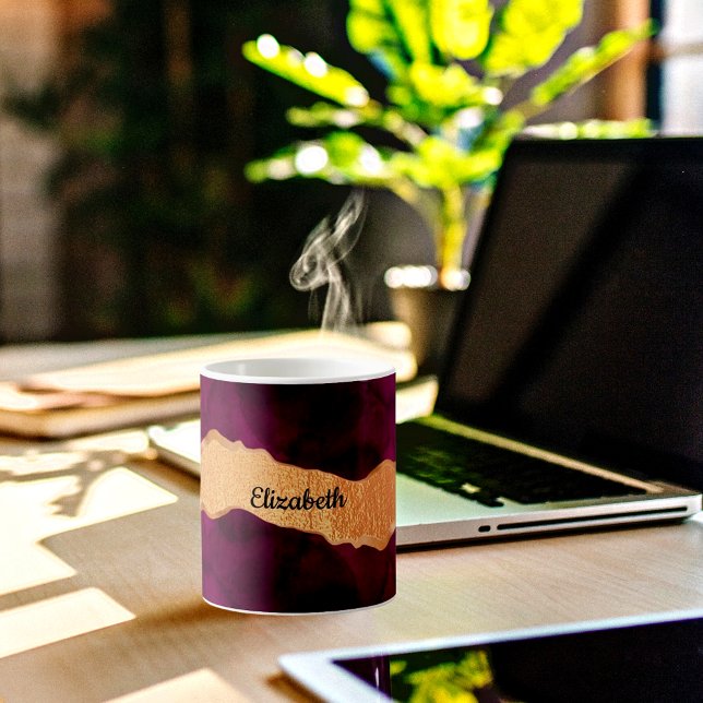 Caneca De Café Ouro roxo e roxo, rosa dourado mármore (Criador carregado)