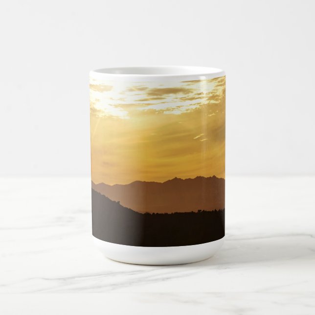 Caneca De Café Ouro Sunset Mountain Art Mug Cup (Centro)