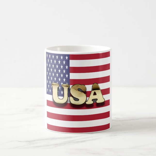 Caneca De Café Ouro USA American Flag (Centro)