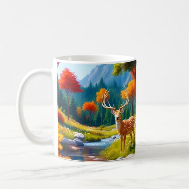 Caneca De Café Ouro Veado na Floresta-987679 (Esquerda)