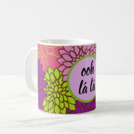 Caneca De Café Ousado Floral Ooh la la/ Monograma Rosa Roxo Verde