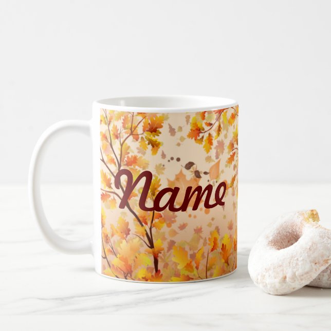 Caneca De Café Outono Cai Deixa Mug De Café Personalizado, Taça (Com Donut)