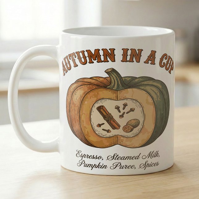 Caneca De Café Outono em um Latte de Outono Ingredientes (Criador carregado)