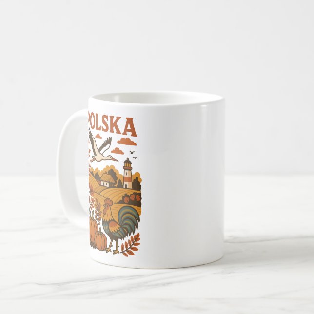Caneca De Café Outono Folclórico Rural da Polônia (Frente Esquerda)