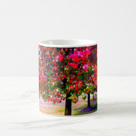 Caneca De Café Outono rosa deixa árvores