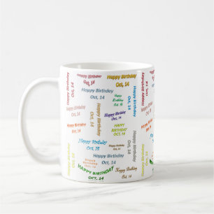 Caneca De Café Outubro, 14 Aniversário Mug