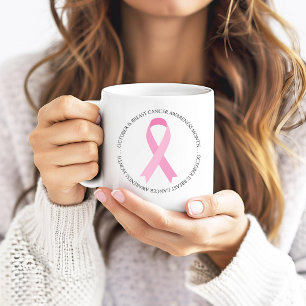Caneca De Café Outubro é o Mês do Cancro da Mama Fita Rosa